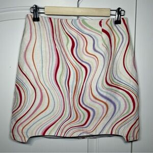 C/MEO Collective My Way Skirt in Ivory Rainbow Wave